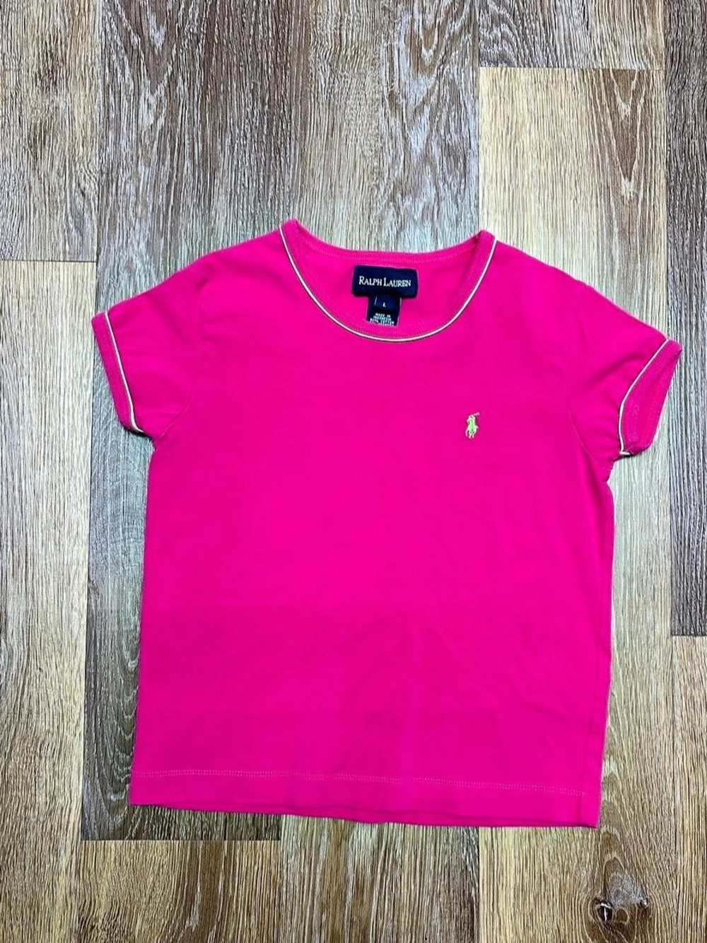 Ralph Lauren® Girls L Kids Pink Pony Tee Y2K - Picture 1 of 6